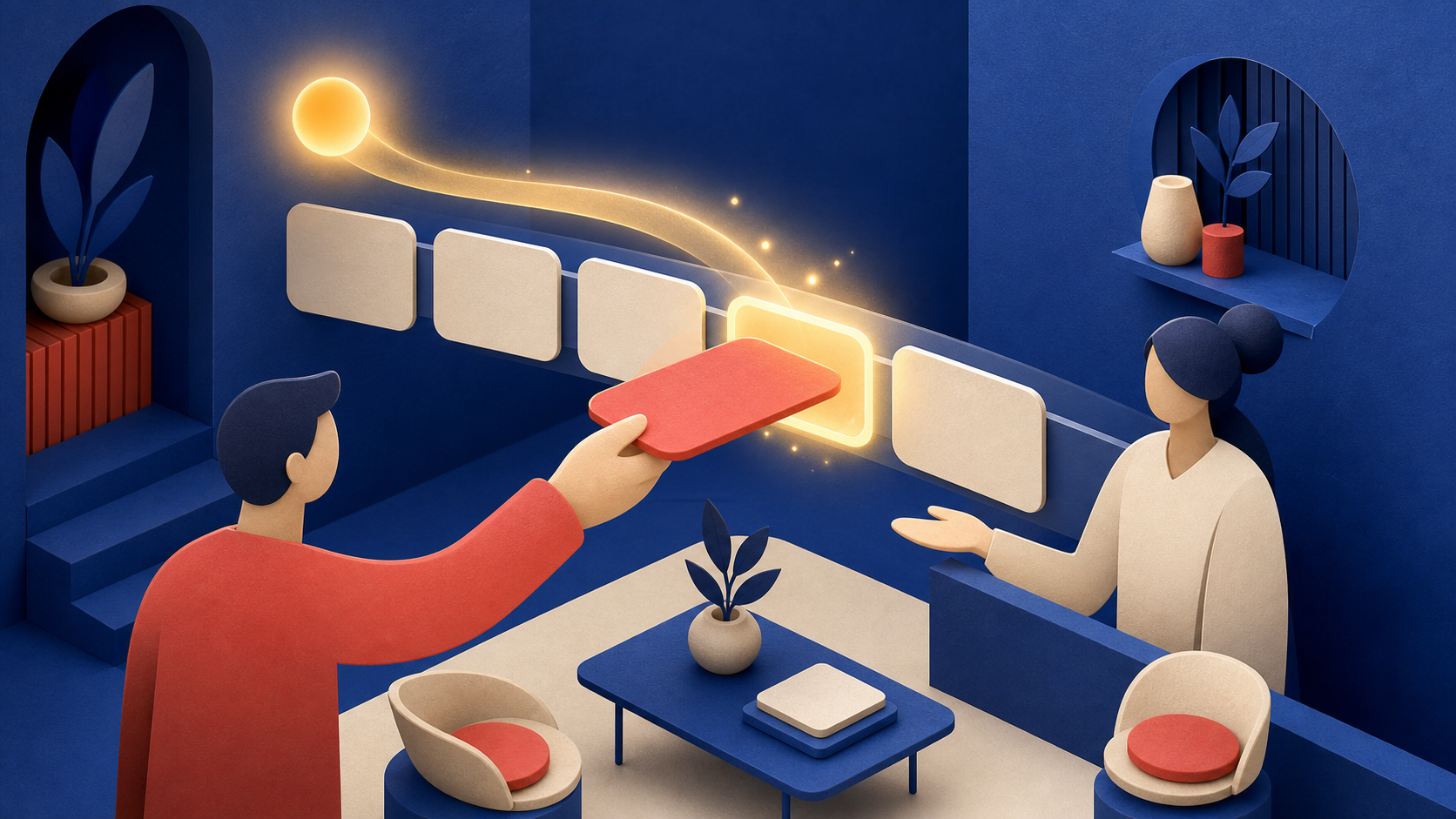 Visual temático para «Como automatizar agendamentos, lembretes e remarcações com IA» — Visual 01