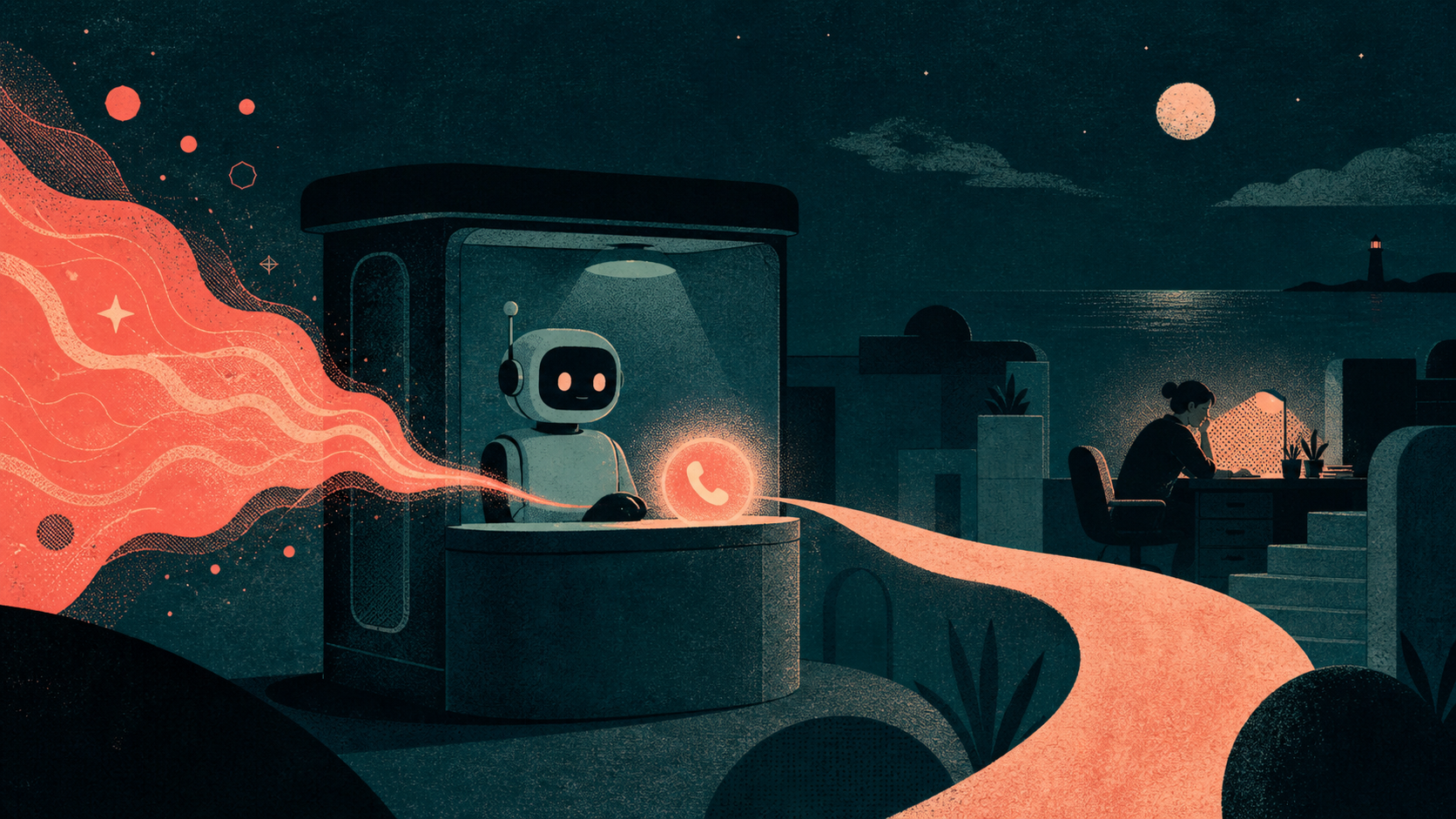 Visual temático para «Como parar de perder leads do site à noite com uma resposta automática de IA» — Capa